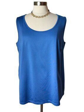 Catherines Womens 1X Blue Sleeveless Tank Top 18/20W Relaxed Fit Shell Layer